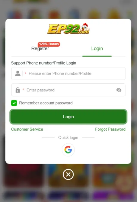 EP92 Game Login