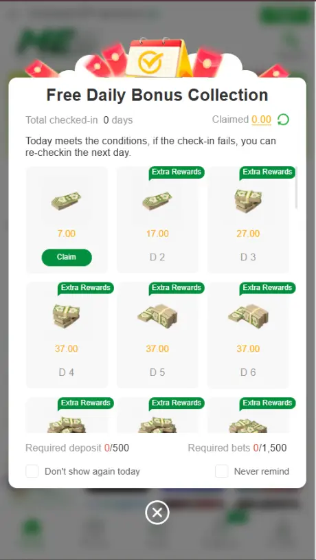 ME5 Game Daily Bonus