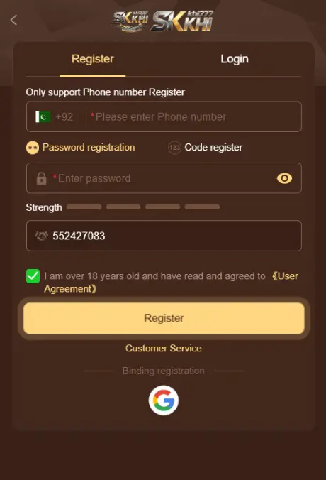 SK-KHI777 Game Register