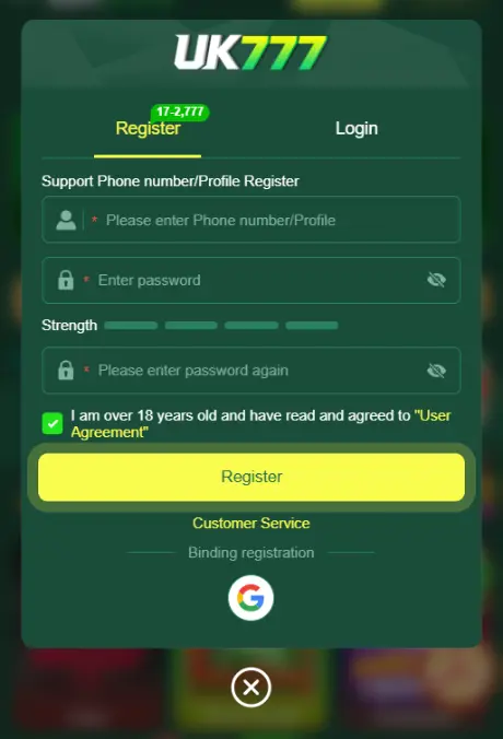 UK777 Game Login