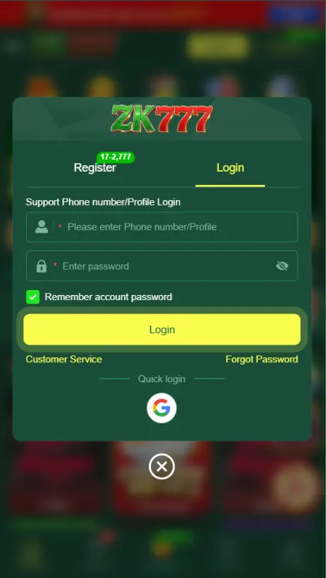 ZK777 Game Login
