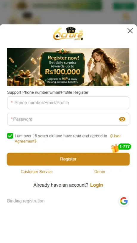 6Crore Game Login