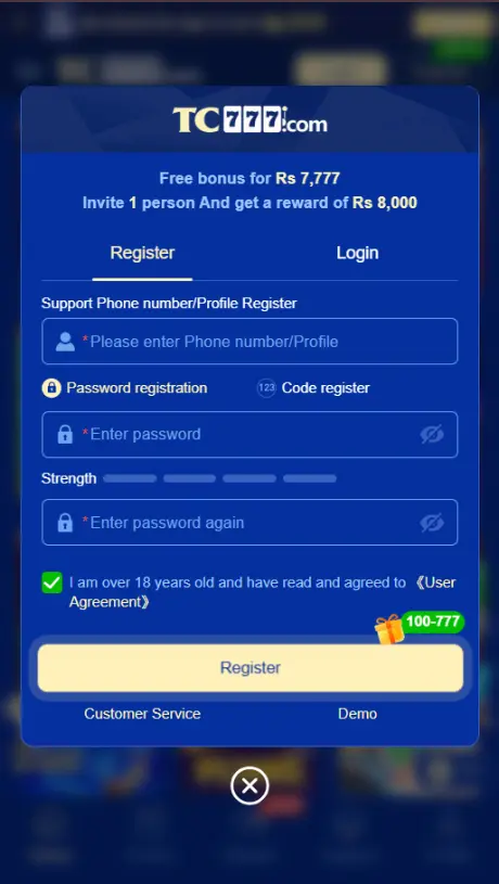 TC777 Game Login