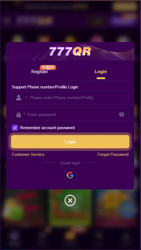 777QR Game Login